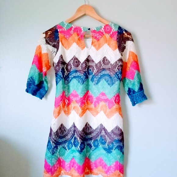 Sequin Hearts Boho Lace Mini Dress - Picture 3 of 5